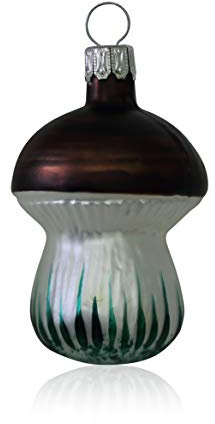 Lauschaer Glas Christbaumschmuck Pilz mit braunem Hut 3 Stück Christbaumschmuck Weihnachtsbaumschmuck mundgeblasen,handdekoriert
