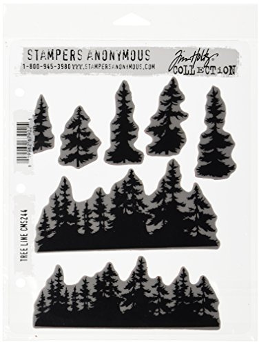 Art Gone Wild Tree Line Cling Mounted Stamp, Grey