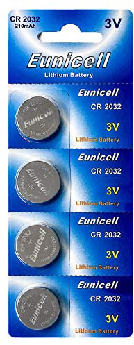 4 x CR2032 3V Lithium Knopfzelle 210 mAh (1 Blistercard a 4 Batterien) EINWEG Markenware Eunicell