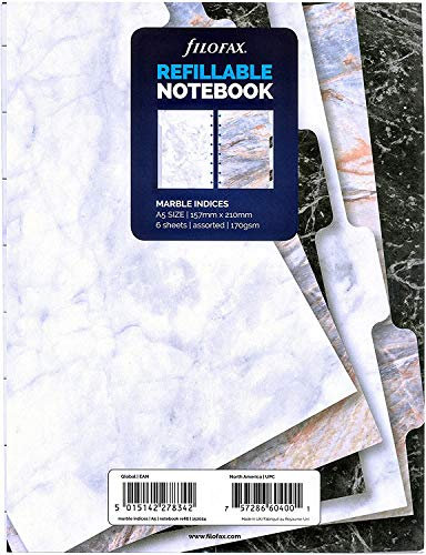 Filofax B152024 6-Tab Index Notizbuch, A5, Marmor-Design, blanko