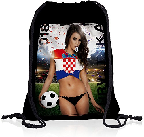 style3 WM 2018 Turnbeutel Rucksack Tasche Flagge WM EM Sport Beutel Festival Fahne Uni Schule, Land:Kroatien