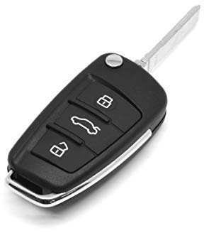 1neiSmartech Color Llave Carcasa Cáscara Concha Y Hoja Mando A Distancia 3 Teclas Para Coche Audi A1 A3 A4 A6 A8 Q5 Q7 Tt Compartimiento Pilas Cr2032 Repuesto Compatible
