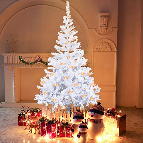 Froadp 150cm Künstlicher Weiß PVC Weihnachtsbaum Tannenbaum Kiefernadel (Weiß PVC, 150cm)