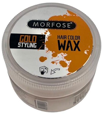 Morfose Hair Colour Wax Styling Gold,Temporary Hair Dye Wash In Wash Out, Coloured Hair Wax Kids Instant Styling, Hair Colour Pomade Washable for Men, Women, Party, Cosplay (100 ml, Gold)