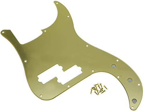 Dopro 13 Löcher Präzisions-Bass-Schlagbrett PB P Bass-Kratzplatte passend für USA/mexikanische Fender Präzisions-Bass-Goldspiegel