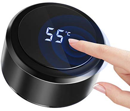 Homealexa Termo Negra, Botella de agua de 500 ml, Acero inoxidable 304, Pantalla táctil con LED indicador de temperatura, Botella inteligente con cierre hermético ideal para calor y frío