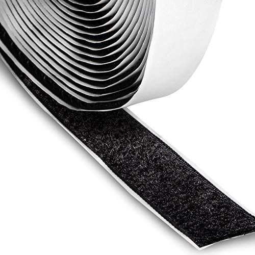 FrogJim 5m Flauschband selbstklebend schwarz 20mm breit - 5 m Rolle Klettband nur Flausch 20 mm klebend KRGSL5