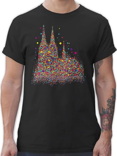 T-Shirt Herren - & - Kölner Dom Konfetti I Karneval I Fasching - XL - Schwarz - köln Tshirt faschingsshirt Faschings Koln Coole-Fun-t-Shirts Karnevals Shirt Faschings-t-Shirt fassenacht kölle