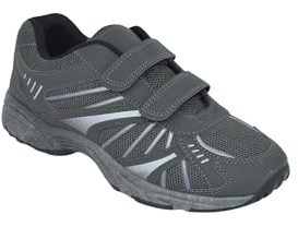Chums Men's Wide Fit Touch Fasten Trainers, Lightweight Leisure Shoes with Cushioned Ankle Collar Grey 7 UK Wide