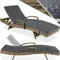 TecTake® Chaise Longue Bain de Soleil en Résine Tréssée Aluminium Résistant Dossier Inclinable sur 5 Positions, Transat Salon de Jardin Exterieur Mobilier de Jardin Chaise Longue Relax Plage