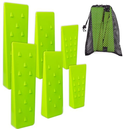 6 Stück Baumfällkeile mit Spikes für sicheres Schneiden von Bäumen – je 2 Stück 25,4 cm, 20,3 cm und 14 cm Keile mit Aufbewahrungstasche; 6 Fällhunde zur Stabilisierung und sicheren Bodenführung für