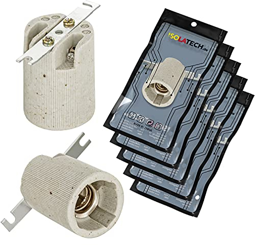ISOLATECH 5Stk E14 Keramik Lampenfassung mit Befestigungsbügel LED Energiesparlampen (max. 250V/4A) Leuchtmittel Home Küche Badezimmer Decke Installation Sockel Halterung einbauen hitzebeständig