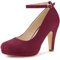 Allegra K Women's Round Toe Stiletto Heel Ankle Strap Court Shoe Burgundy 7 UK/Label Size 9.5 US