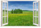 Advertising & Displays Werbecenter Berlin GmbH Leinwandbild mit Fensterblick - Wiese 120 x 80 cm - Keilrahmen mit Druck