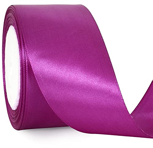TONIFUL 5cm x 20M Lila Band breit geschenkband große Schleife Satinband für Auto Bogen Schleifen Partydekoration Stuhl Hochzeit Der Valentinstag Geschenkverpackungen Strauß geschenkband
