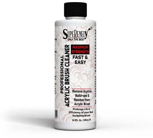 Supremly Acrylic Nail Brush Cleaner 500ml | Powerful Liquid Cleaner For Acrylic Gel Nail Brushes | Remove Oil Residue And Build-up | All Purpose Makeup Brushes Cleaner