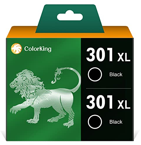 ColorKing Wiederaufbereitete Tintenpatronen Ersatz für HP 301 XL Patronen für HP Envy 4500 4502 4508 5530 Officejet 2620 2622 Deskjet 2540 1510 2620 3050A 1512 1000 1010 1050 2050 2050A (2 Black)