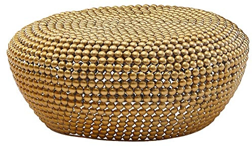 Beauty.Scouts Couchtisch EAN rund Metall Gold 85x85x35cm Tisch Sofatisch Wohnzimmertisch Kaffeetisch Beistelltisch Ablage Fernsehtisch robust orientalisch