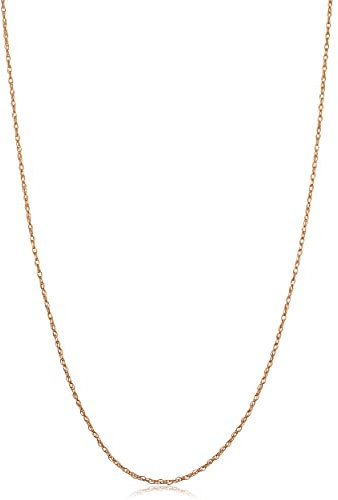 KoolJewelry 14k Rose Gold Rope Chain Pendant Necklace (0.9 mm, 14 inch)