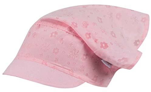 Kopftuch Sommer Mütze Schirmmütze Mädchen Baumwolle Blumen, Farbe: Rosa, Größe: 46-48