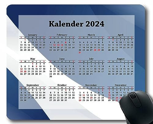 YENDOSTEEN Benutzerdefinierte 2024 Kalender Mauspad, Die Form hebt hervor,DASS Kreise Licht Büro-Mauspad