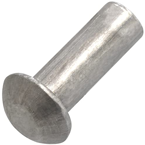 AERZETIX - C62020 - Juego de 20 remaches en aluminio Ø3x8mm con cabeza semi redonda abombada - remache sólido/para golpear - DIN 660 - color plata - montaje no desmontable chapa cuero remachadora