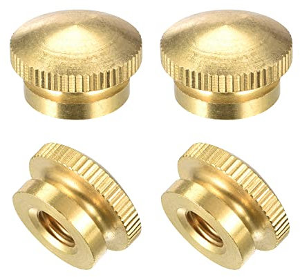 sourcing map Brass Knurled Thumb Nuts, M8x1.25mm Round Stepped Knobs Fasteners for 3D Printer, Electronic Equipment 4Pcs