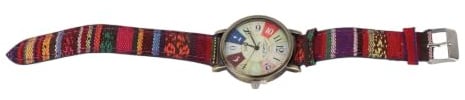 CHICIRIS Hippie-Uhr, Mehrfarbig, Böhmischer Stil, Messing, PU-Leder, Knopfbatterie, Damenuhr Zum Verschenken von Geburtstagsfeiern (Blau)