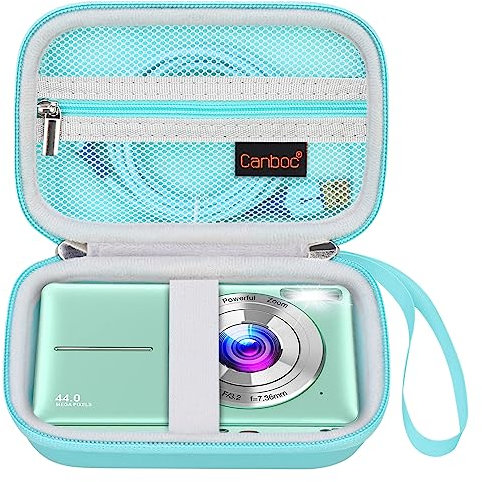 Canboc Digital Camera Case for CAMKORY/Sevenat/Lecran/Besungo/VAHOIALD/BEVLXNIV/IWEUKJLO Kids Video Camera and Other Compact Portable Mini Teens Cameras, Zipper Mesh Bag fit Cable, Green