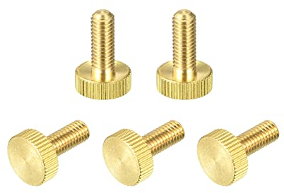 sourcing map 5 Stück Rändel Schrauben M6x16mm Flache Messing Bolzen Griffknöpfe Befestigung für PC Elektronisch Mechanisch