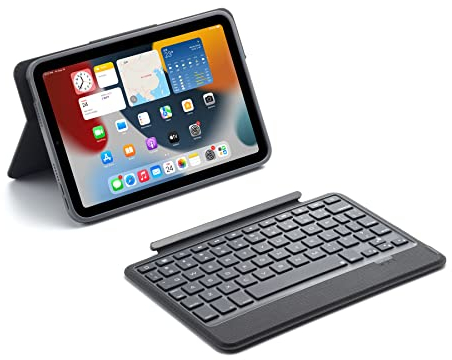 QYiiD Custodia per tastiera per iPad Mini 7 (2024)/iPad Mini 6 8,3 2021, retroilluminazione a 7 colori, girevole a 360°, funzione di accensione/spegnimento automatico, tastiera Bluetooth rimovibile