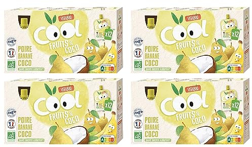 Vitabio Cool Fruits & Coco - Poire Banane lait de Coco - 12x85g - BIO - Lot de 4