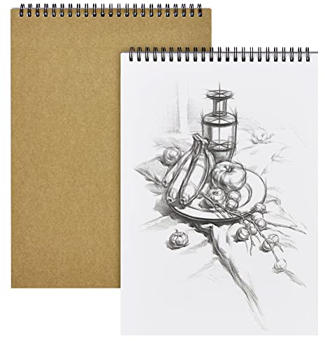 OFFCUP Skizzenbuch für Künstler, 2 Stück Skizzenbuch A4 Spiralbindung Zeichenblock mit 60 Seiten/30 Blatt, 160gsm, A4 Zeichenblock Hardcover, Skizzenheft A4 Blanko für für Zeichnungen und Skizzen