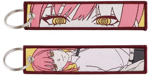 Pinstant Chainsaw Man Makima Anime Manga Keychain Key Tag Chain Fob Ring, Red, 5.1 x 1.2 inches