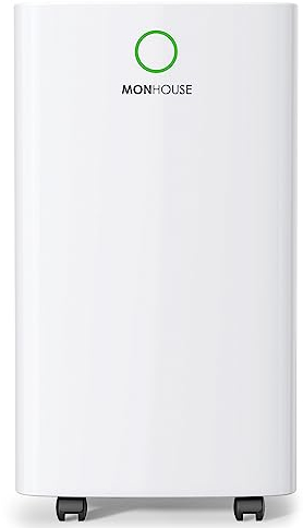 MONHOUSE 20L/Day Digital Dehumidifier - Large 4L Tank - Sleep Mode, 24 HR Timer For Office Or Home, Bedroom, Basement, Garage & Kitchen - Portable Electric Mould, Damp, Condensation Remover