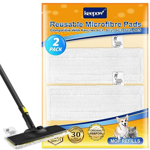KEEPOW 2 Bodentücher für Kärcher Dampfreiniger Waschbar Zubehör kompatibel mit Kärcher Dampfreiniger EasyFix SC1, SC2, SC3, SC4, SC5 Bodendüse (Kleine Menge Testset)