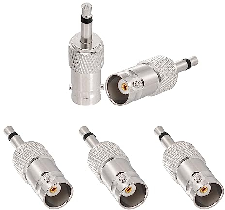 Eightwood Adaptateur BNC Jack 3.5mm BNC Femelle vers 1/8 TS Plug Lot de 5 pour Antenne,Radio,CCTV,Caméra DVR,Câble Coaxial