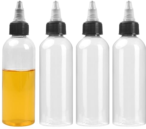 Wisebom 4 Pezzi 100ml Bottiglia Squeeze Bottle di Plastica Bottiglie da Spremere Trasparente Bottiglie di Plastica Vuote Condimento Dispenser con Tappo per Liquidi Olio Ketchup Senape