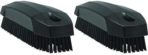 Vikan 64409 Stiff Nail Scrubbing Brush Clean Bathroom Kitchen Upholstery Fabric 13cm x 5cm x 4cm, Black, 6440 (Pack of 2)