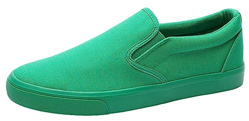 Jamron Hombre Color Sólido Slip On Zapatos de Lona Zapatillas Casual Sneakers Plimsolls Verde SN0706142 EU42