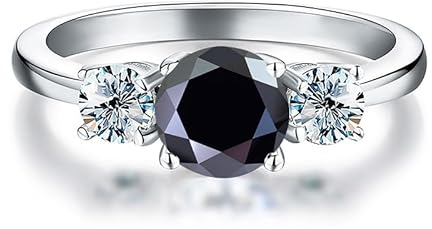 WAHZAUS Moissanit-Eheringe für Damen, Rundschliff, Farbe D, VVS1, Diamantring, Moissanit, Verlobungsringe mit Zertifikat, Edelstein, Moissanit