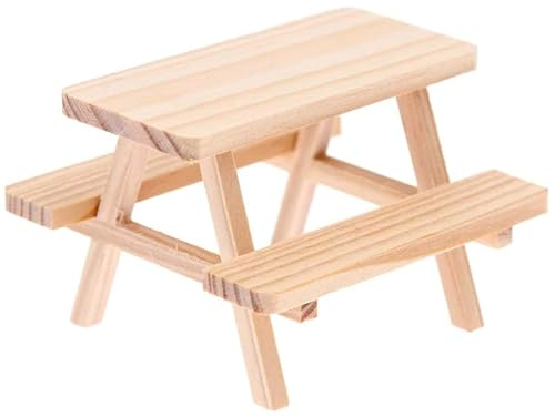 Miniatur Tisch mit Bänken - 8 x 6 x 7,5 cm