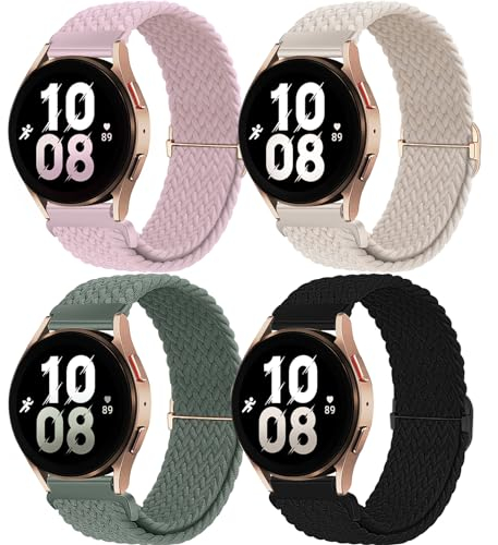 chinbersky 20mm Nylon Geflochtenes Armband Kompatibel mit Samsung Galaxy Watch 4/5/6/7/FE 40mm 44mm Armband/Watch 5 Pro/Watch 4&6 Classic/Active 2 40mm 44mm/Watch 3 41mm/Gear Sport/Gear S2 Classic