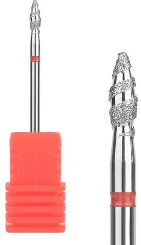 KADS Tornado - Broca de diamante para uñas de llama de 3/32 pulgadas, cortadores de manicura, accesorios de taladro giratorio, herramienta de fresa en espiral (llama corta, fina)