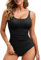RITOSTA Costume Intero Donna Contenitivo Pancia Costumi Piscina Mare Costume Curvy Costume da Bagno Donna Push up Monokini con Swimwear Imbottito Scollo a U Schiena Bassa (Nero,M)