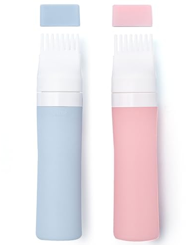 Lapfoon 2 Packs Silicone Hair Oil Applicator, 2.7 Ounce Root Comb Applicator Bottle for Hair Dye, Hair Dye Comb Brush, Scalp Oil Applicator Bottle