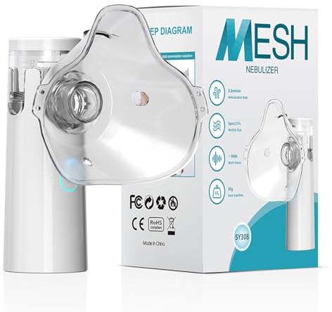 Nebuliser Machine for Adults and Kids, Cool Mist Steam Inhaler with 1 Nozzle, 1 Adult Mask, and 1 Kid's Mask - Adjustable Atomization Rate - Ideal for Home and Travel Use