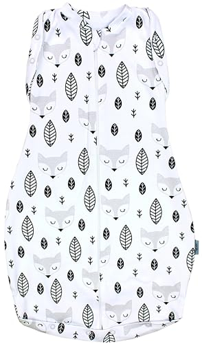 TupTam Baby Pucksack OEKO- TEX zertifizierte Materialien Swaddle Bag Wattiert Babyschlafsack 2.5 TOG unisex, Farbe: Unwattiert 0.5 TOG/Füchse Weiß Grau, Größe: 3-6 Monate
