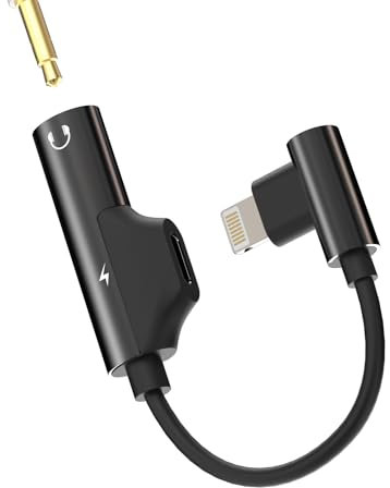 Adaptador Lightning a Jack 3,5 (2en1)Cargador Auriculares Accesorios Auxiliar Coche Cascos Dongle para Apple iPhone 14 13 12 11 Pro Max para iPad Audio Cable Auricular Aux Audifonos Carga Convertidor