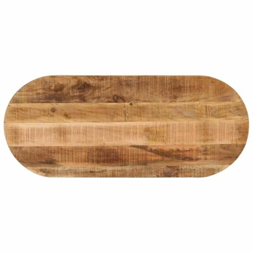 vidaXL Tischplatte 140x60x2,5 cm Oval Raues Massives Mangoholz